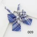 Blue plaid JK bow tie for women, Japanese school uniform collar accessory with adjustable strap. - Color 009