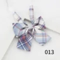 JK plaid bow tie, blue and red tartan school uniform ribbon collar accessory with adjustable strap. - Color 013