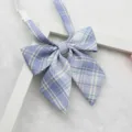 JK uniform plaid bow tie, sweet school style necktie with adjustable strap, blue yellow grid. - Color 016