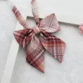 JK uniform plaid bow tie sweet school style pointed collar neckwear accessory for daily wear - 017