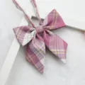 Pink plaid JK uniform bow tie, Japanese style pointed collar bow for sailor suits. - Color 018
