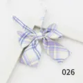 JK Plaid Bow Tie Japanese Style Flat Corner Bowtie Purple Yellow Blue Grid Variant - 026