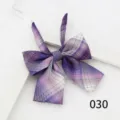 Purple plaid JK bow tie for women, Japanese school style pre-tied ribbon collar accessory. - Style 030