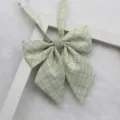 Green plaid JK uniform bow tie, Japanese style school collar accessory for women and girls. - Color 022