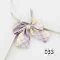 JK plaid bow tie, Japanese style school ribbon necktie with strap for women and girls daily wear. - 033