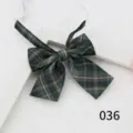 Green plaid JK bow tie for women, Japanese style school uniform neck accessory with adjustable strap. - Color 036