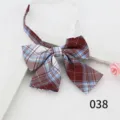 Women JK Uniform Plaid Bowknot Tie Red Blue Preppy Style Sailor Bow Collar Necktie - Color 038