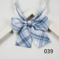 Blue plaid JK uniform bow tie for women, sweet Japanese style school bow collar accessory. - Color 039