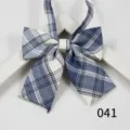 Blue and white plaid JK bow tie, sweet Japanese school style uniform neckwear accessory. - Color 041