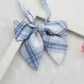 Blue plaid JK uniform bow tie, Japanese style pointed collar bow for school girl sailor suits. - 033