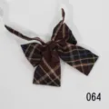 JK plaid bow tie, brown striped flat-corner butterfly knot accessory for women school uniform - 064