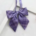 Purple plaid JK uniform bow tie, pointed collar accessory for school girl sailor suits. - Color 035