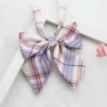 Japanese JK uniform plaid bow tie, sweet pink and purple grid sharp corner sailor necktie. - Color 038