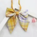 JK uniform bow tie, yellow and purple plaid sharp corner sailor suit bow, variant style. - Color 041