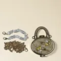 Mini Blumen Abendtasche Set mit Kristall und Goldkettchen Riemen für Damen Detailansicht - Stil A035 / Gold