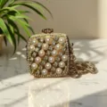 Mini Perlen Strass Box Clutch Tasche luxus metallische Schulter Abendtasche Detail - A059 Gold