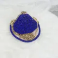 Elegante blaue Strass Abendtasche mit goldener Kette, glänzende Mini Acryl Party Tasche neu. - Blau A055
