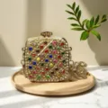 Mini Strass Acryl Box Umhängetasche, glänzende Kristall Handtasche für Damen Trend Accessoire. - A060 Mehrfarbig