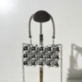 Silver rhinestone evening bag with chain strap and shiny ball design for women summer fashion. - Trendy Box Evening Bag (A098) / Silver
