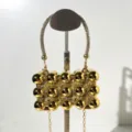 Women acrylic evening rhinestone ball clutch bag fashion chain shoulder crossbody bag 2026 - Trendy Box Evening Bag (A098) / Gold