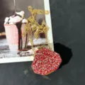 Mini Kristall Abendtasche mit goldener Kette, wunderschöne rot-weiße Strass geometrische Design. - A107 Rot