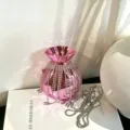 Nahaufnahme der glänzenden rosa Strass-Fransen-Handtasche, edles Abendtaschen-Detail-Design. - Glückstaschen-Stil (A130) / Rosa