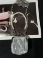 Borsa a tracolla retrò trasparente in pizzo con manico di perle e catena metallica. - Stile Quadrato Piccolo Pizzo Bianco A124