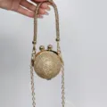 Mini goldene Strasskugel Abendtasche mit Metallkettenriemen, luxuriöse Kristall Clutch. - Kristallkugel-Stil (A183) / Einlage / Gold (A183)