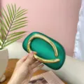 Green acrylic evening bag with a stylish gold handle, perfect for vintage retro party wear. - Matte Style / Matte Green