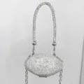 Silberne Strass Football Handtasche glänzende Kristall Abendtasche Umhängetasche Mini - Silber