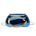 Glänzende blaue Acryl Umhängetasche Abendtasche mit goldfarbenem C-Verschluss für Damen. - Glänzendes Blau