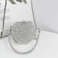 Glitzernde Strass Apfel Abendtasche mit funkelnden Kristallen und Metallgriff fuer Damen Party. - Apfel / Silber