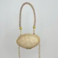 Schöne goldene Strass Mini Umhängetasche, elegante Kristall Abendtasche mit Kette. - A064 Gold