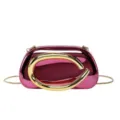 Glänzende Acryl Umhängetasche Abendtasche für Damen, metallische rosa Clutch mit goldenem C-Griff. - Glänzendes Rosa