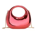 Rote Acryl Hartschale Dumpling Tasche mit Goldkette schicke Abend Umhängetasche - Rot