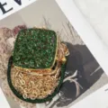 Groene kristallen mini schoudertas met gouden ketting luxe avondtasje voor dames - A169 Vierkante Stijl / Groen
