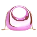 Rosa harte Acryl Umhängetasche, glänzende Mini Knödeltasche mit stilvoller goldener Kette. - Rosa