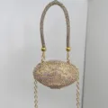 Modische Strass Mini Umhängetasche Luxus Kristall Ovale Clutch Handtasche für Damen Party Abend - A064 Gold (Mehrfarbig)
