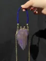 Atemberaubende blaue Strass Fransen Umhängetasche mit Goldkette und Klickverschluss. - Kristallkugel-Stil mit Quaste (A183) / Blaue Diamantfassung / Blau (A183)