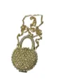 Goldene Strass Vorhängeschloss Kette Umhängetasche glänzende Kristall Abendtasche Damen - Halbkreis-Stil (A077-1) / Gold