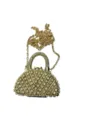 Goldene Strass Abendtasche, luxuriöse Kristall Clutch Handtasche mit Metall Kette für Damen. - Langer Halbkreis-Stil (A077-2) / Gold
