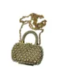 Goldene Strass-Ketten-Umhängetasche, glitzernde Abendtasche mit stylischem Metallriemen. - Rechteckiger Stil (A077-3) / Gold