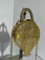 Glänzende Strass-Abendtasche mit funkelnden Quasten und Kettenriemen für elegante Damen. - Langer Halbkreis-Stil (A079 Gold Stil Zwei) / Gold
