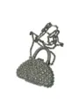 Glänzende Strass Abendtasche mit Metallkette für Damen elegante Party Handtasche. - Langer Halbkreis-Stil (A077-6)