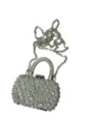 Silberne Strass-Ketten-Umhängetasche, glitzernde Kristall-Miniclutch für Damen. - Rechteckiger Stil (A077-7)
