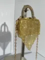 Goldene Strass Ketten Tasche Mini Quaste Umhängetasche Abendtasche für Damen Variante - Rechteckiger Stil (A079 Gold Stil Drei)