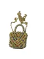 Strass Kette Umhängetasche goldene Abendtasche glänzende Kristall Design Handtasche. - Vertikaler Quadratischer Stil (A077-16)