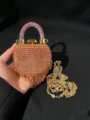Glänzende Strass Herz Umhängetasche mit Fransen, elegante Mini Abendtasche Clutch. - Halbkreis-Stil (A079 Rosa Stil Eins)