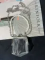 Transparent kiss-lock coin bag with pearl handle and metal chain strap for women. - A124 Small Square White Transparent Style