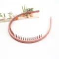 Korean style pink frosted anti-slip hair hoop with teeth for face washing and daily wear. - F-088 Wave Style / 1 Piece / Pink